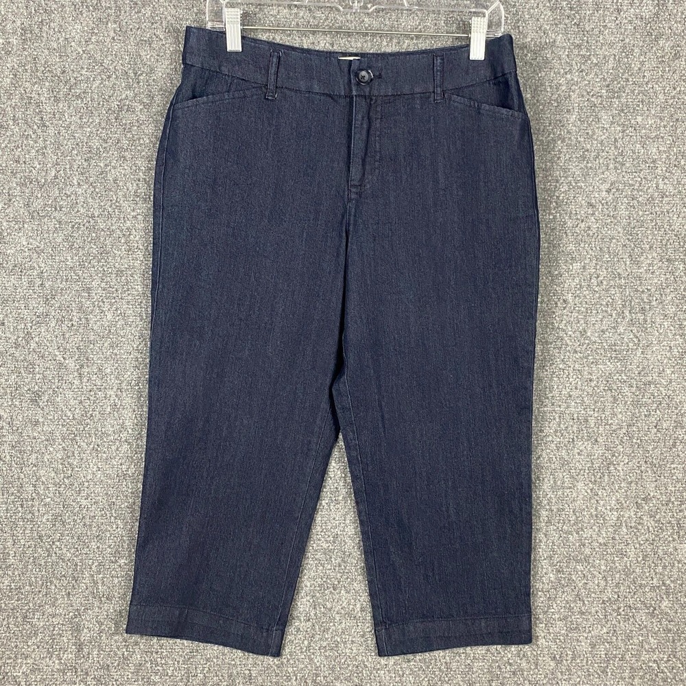 St. John's Bay Crop Pants Size 8 Women's Chino Blue Cotton Blend Adults